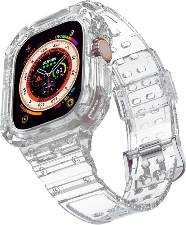 Transparent TPU Strap with Protective Case for Apple Watch 49 mm